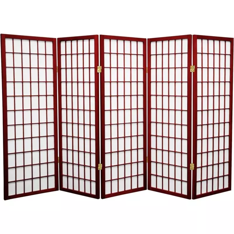 4 ft. Short Window Pane Shoji Screen - Rosewood - 5 Panels