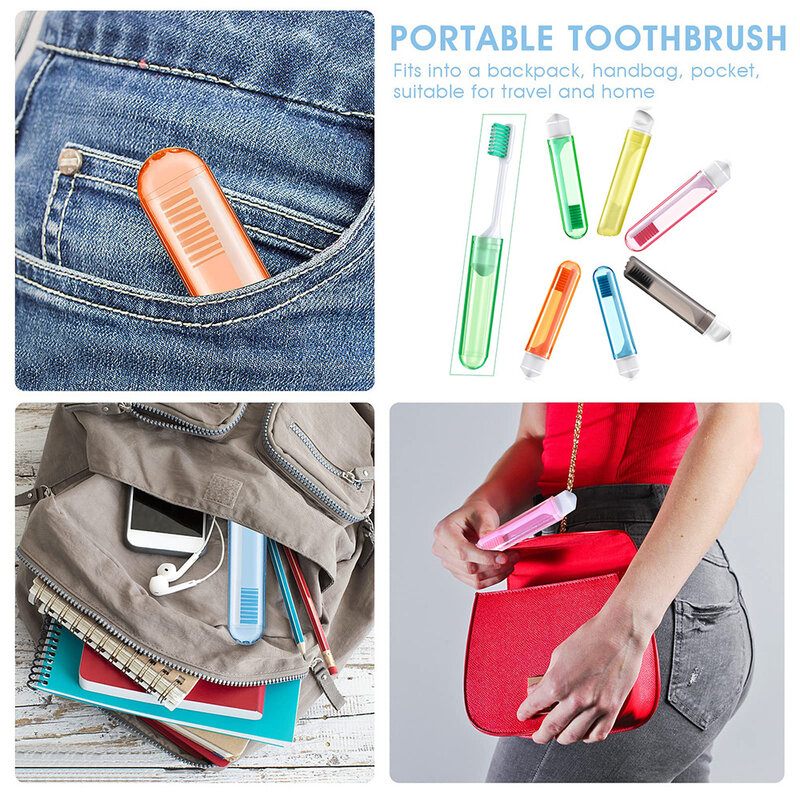 Brosse à dents pliante portable, brosse à dents à poils super doux, facile à prendre, voyage, camping, randonnée, extérieur