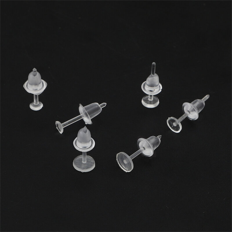 Juego de pendientes de plástico hipoalergénico para oreja, aretes transparentes de goma de silicona, accesorios para Piercing, 100/200 unidades