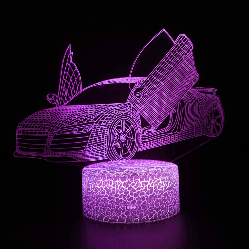 NIghdn samochód sportowy 3D światła nocne LED zmieniający kolory lampki nocne lampka stołowa dekoracja domu prezenty urodzinowe dla dzieci chłopców dziewczynki