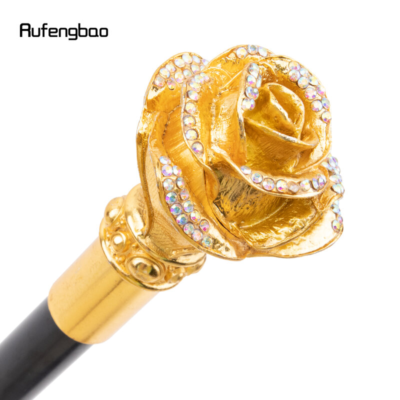 Golden Rose Flower Steampunk bastone da passeggio decorativo moda bastone da passeggio Gentleman Luxury Crosier manopola bastone da passeggio 95cm