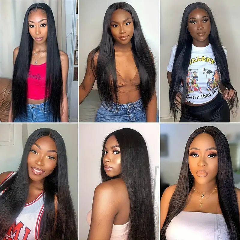 180%  4C Brazilian Straight Lace Closure Wig For Women Human Hair Wigs Remy 4x4 Transparent Lace Closure Wig PrePlucked