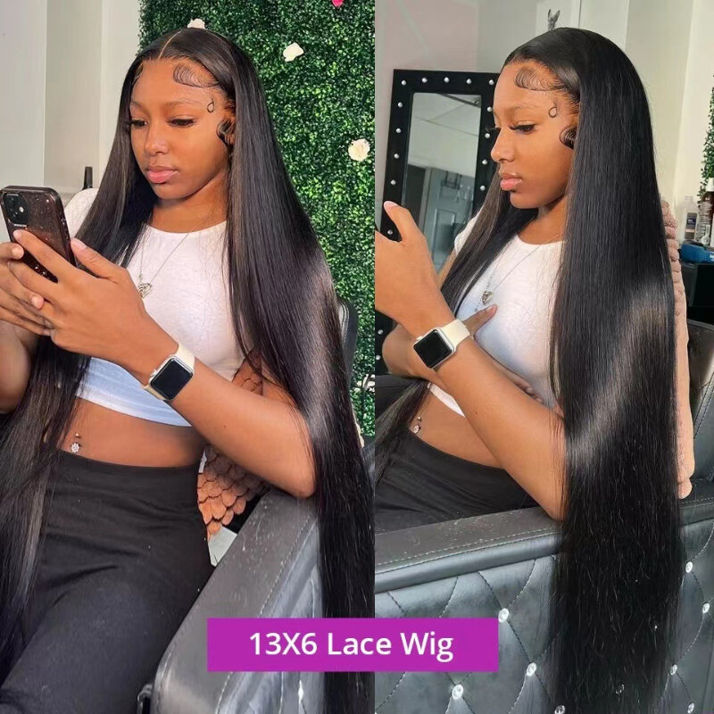 Side Part Front Lace Wig Full Head Set Fashion Natural Female Synthetic Human Hair Black Long Straight Hair Highlight Wig