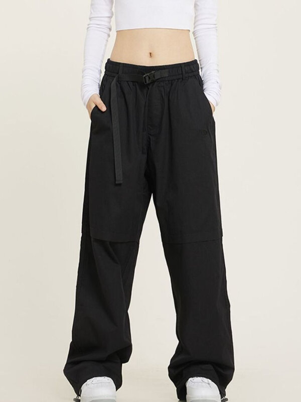 Pantalon Cargo Parachute pour femme, Streetwear Vintage, Baggy, jambes larges, surdimensionné, couleur unie, taille haute, Jogging, Y2K, 2023