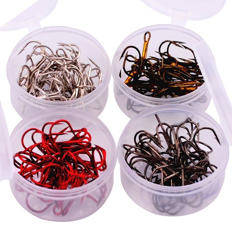 20pc/Box High Carbon Steel Treble Fishing Hook Accessories Stainless High Steel Carbon Fishhook Jig Hooks Barbed