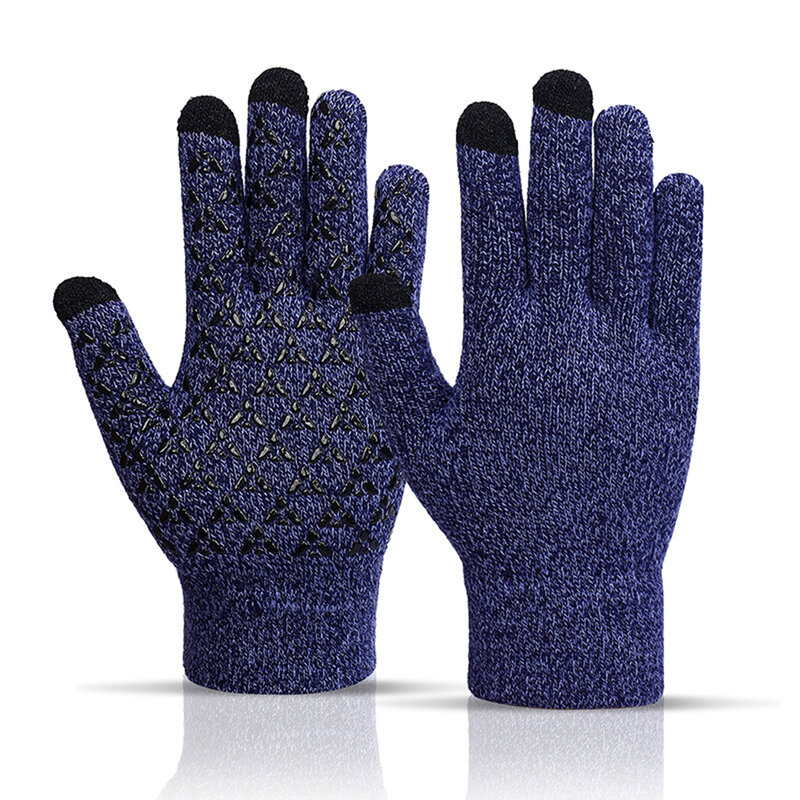 Зимние перчатки для мужчин и женщин, вязаные перчатки для сенсорных экранов, Нескользящие теплые ветрозащитные шерстяные перчатки, перчатки для вождения, бега, велоспорта, рыбалки