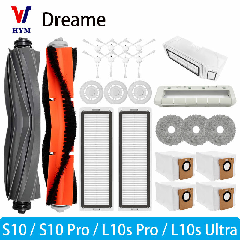 For Dreame L10S Ultra / Dreame S10 / S10 Pro Accessories Main Side Brush Hepa Filter Mop Cloth Dust Bag Spare parts