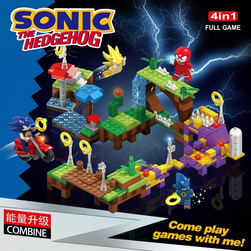 Zestaw Model klocków budowlanych wyścigowych Sonic The Hedgehog małe elementy Anime Cartoon montuje klocki gry edukacyjne zabawki