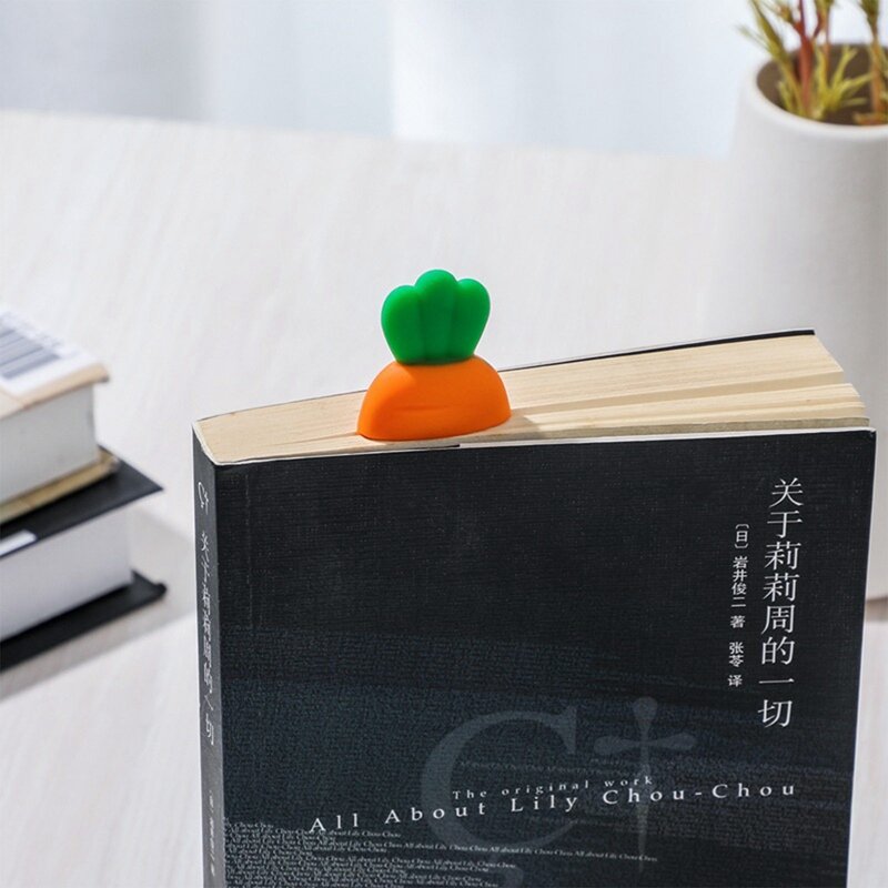 Kawaii Cartoon silikonowa marchewka zakładka do segregatora stojak na książkę dla uczniów, czytnik, artykuły biurowe przybory szkolne
