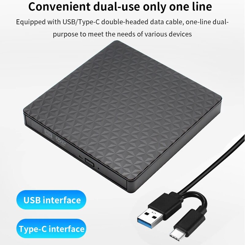 TISHRIC-Unidad óptica externa USB 2,0 3,0, Cable tipo C, DVD-RW ROM, CD, DVD, para IMac, portátil, reproductor de CD de escritorio