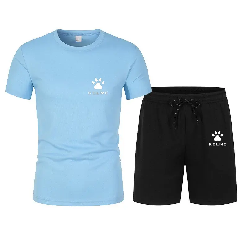 2024 new casual men's sportswear summer fitness suit men's sportswear short sleeved T-shirt+shorts quick drying 2-piece set