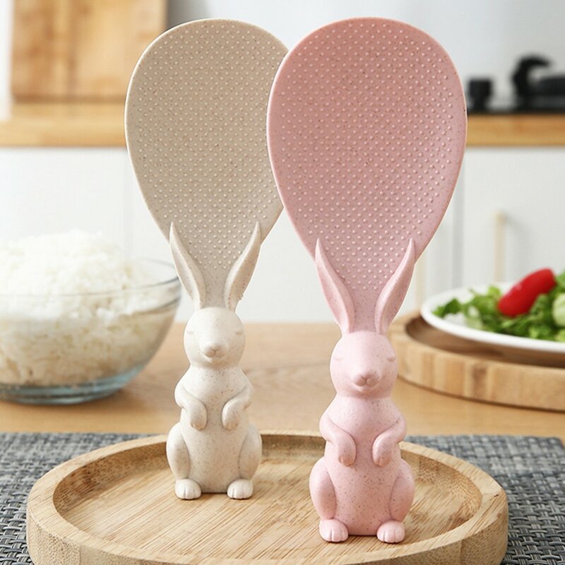 Kreative Küche Antihaft-Reis paddel löffel schöne stehende Kaninchen Hase Form Griff Schaufel Kunststoff Esszimmer Service Schaufel