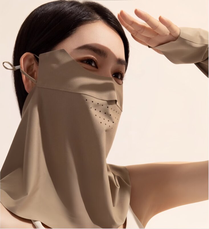 Mascarilla facial con protección solar para mujer, máscara transpirable y lavable de seda de hielo para deportes al aire libre, ciclismo, protección UV