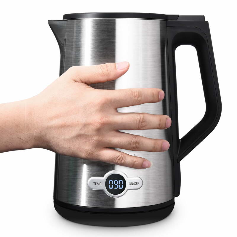 Электрический чайник Farberware объемом 1,7 литра, нержавеющая сталь с двойными стенками, черный цвет