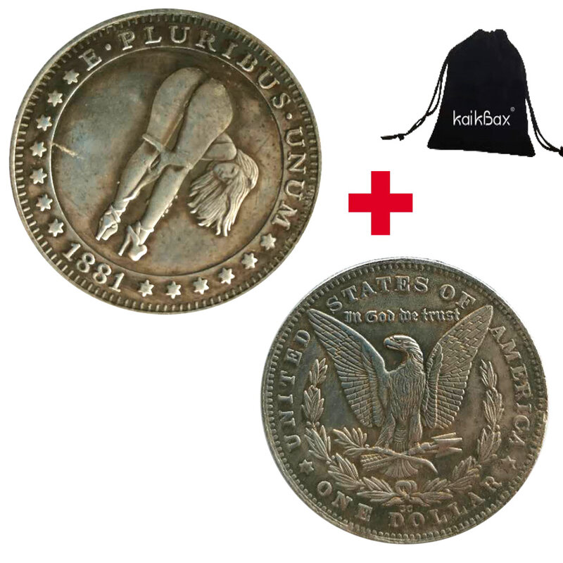 Luxury Nightclub Game Girl One-Dollar US Art Coins Funny Couple Coin Fun Pocket Coin Commemorative Lucky Coin+Gift Bag