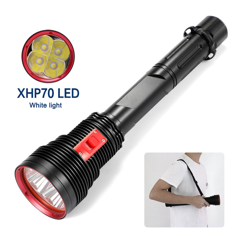FUNNYDEER A47 XHP-70 50W 15000LM Strong Flashlight  White Light Charger Work Lamp IPX8 Waterproof Outdoor Hiking Lantern