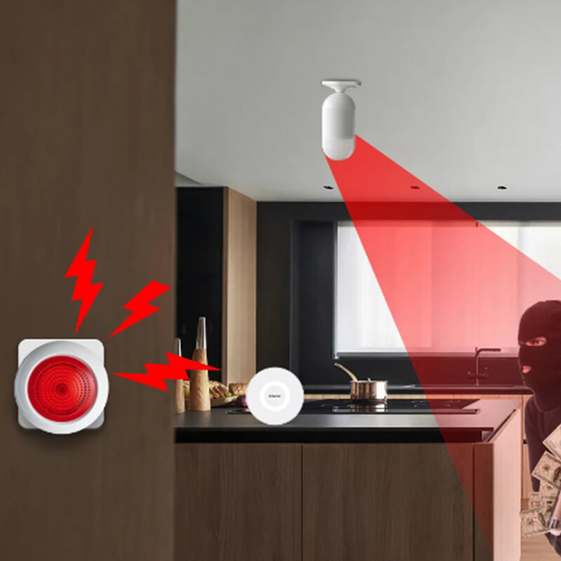Sistema de alarma inalámbrico para el hogar, diseño compacto, evita intrusos, alertas de seguridad inteligentes, conexión de compatibilidad