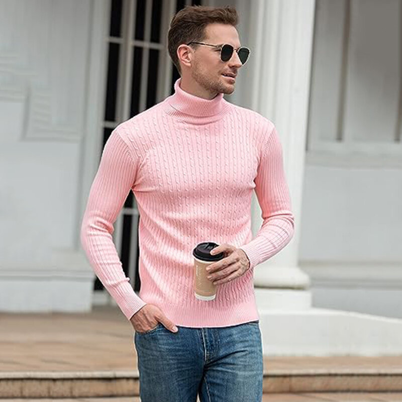 New Men's Turtleneck Sweater Casual Men's Knitted Sweater Warm Fitness Men Pullovers Tops Kint Sweater