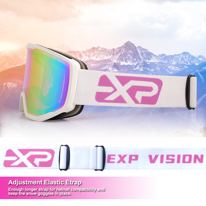 EXP VISION Ski Brille Snowboard für Männer Frauen, OTG Anti Fog UV Schutz Schnee Brille