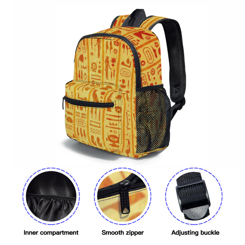 กระเป๋าเป้สะพายหลังสำหรับเด็กอนุบาลกระเป๋านักเรียนลายอักษรอียิปต์โบราณ
