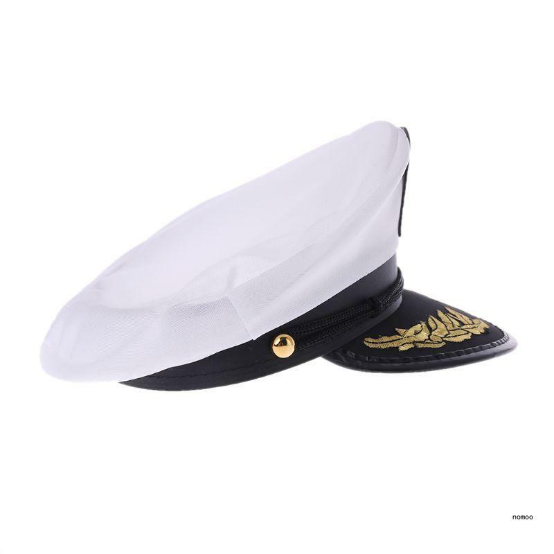 White Adult Yacht Boat Captain Navy Cosplay Dress Hat