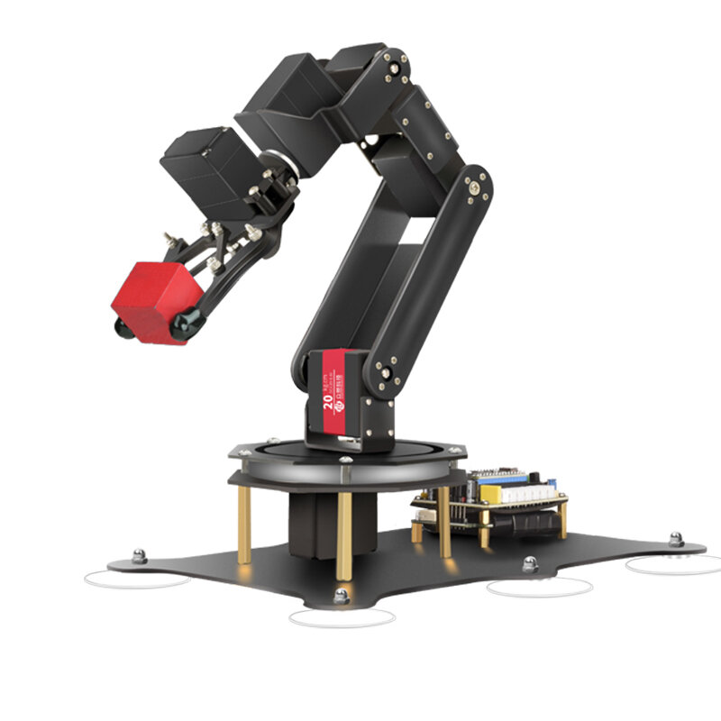 Black 6 dof robot arm、180度、360度、金属の爪、arduino esp32用回転ベース、diyキット、ps2ハンドル、プログラム可能なロボットアーム