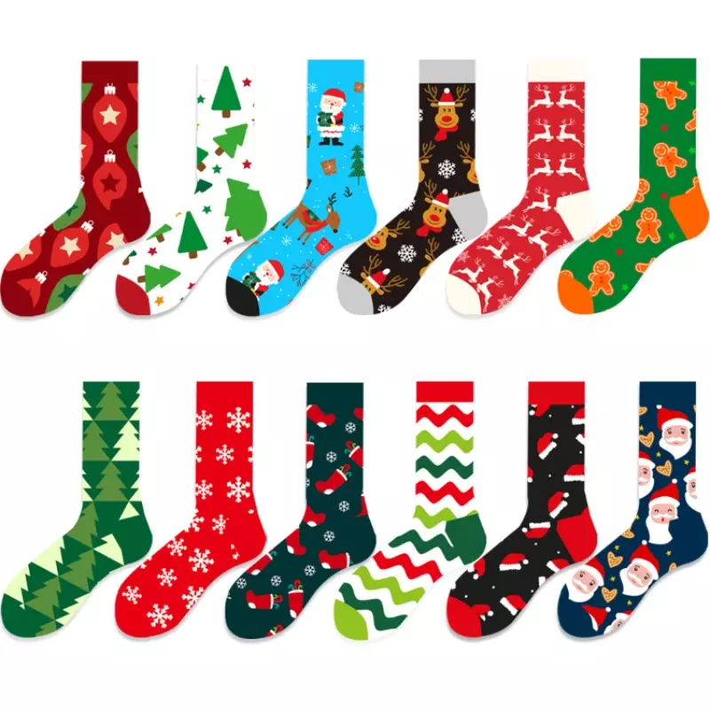 НОВЫЕ геометрические хлопковые носки с изображением Санта-лоси