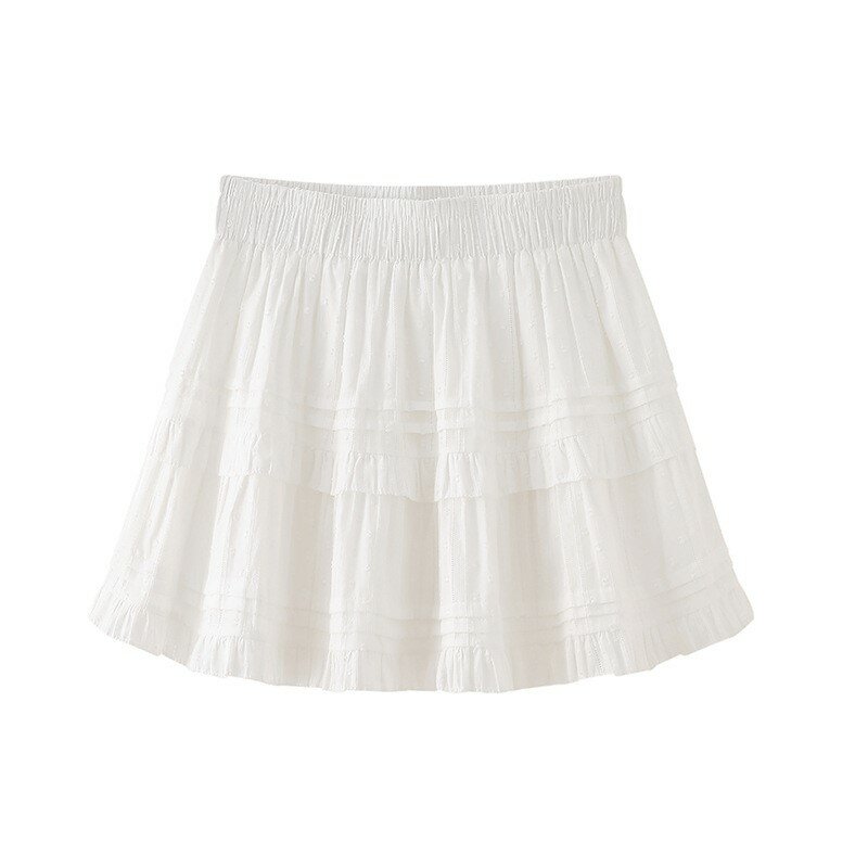 Mini Pleated Skirt Women 2024 Summer Korean Fashion White Pink Black All Match Ruffles Aesthetic High Waist Skirt Female NS5854