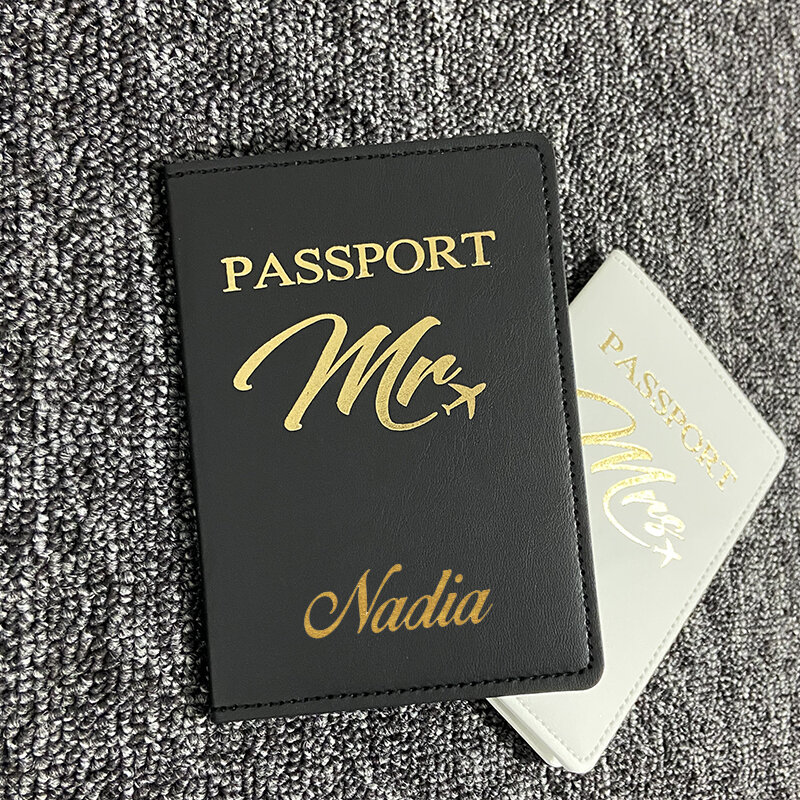 جديد شخصية غطاء جواز السفر مع أسماء زوجين السفر هدية الزفاف يغطي حامل بطاقة حالات السفر الملحقات