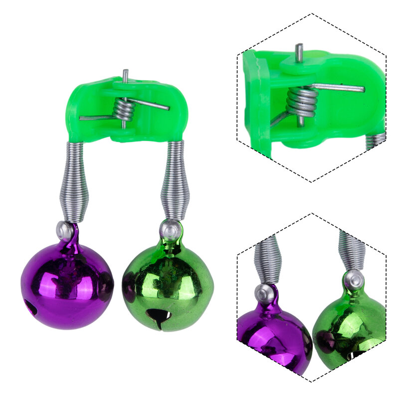 Alarm wędkarski bliźniacze dzwonki na wędkę Alarm na przynętę dzwoniące części wargi na żyłce dzwonek wędkarski zielony fioletowy wędkowanie