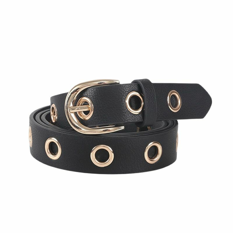 GOOWAIL Punk Gothic Trend Belts Classic Black Brown Leather Waistband For Women High Quality Metal Grommets Design Waist Straps