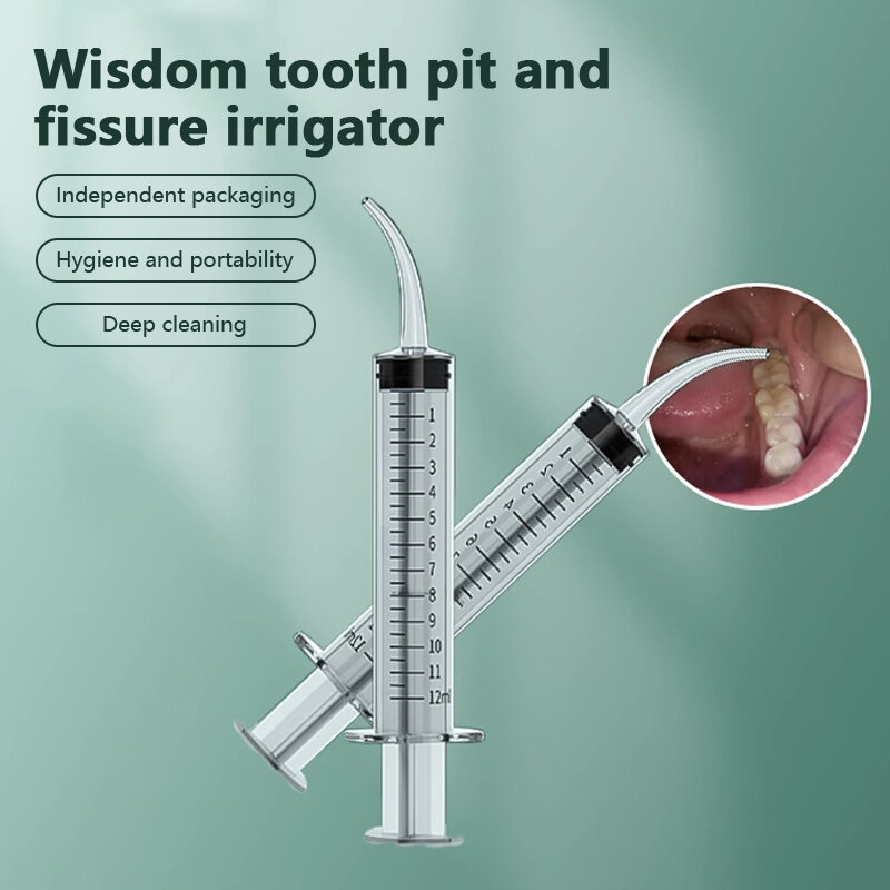 Amígdale-soquete Irrigador Seringa de Irrigação Dentária com Ponta Curvada, 12ml, Instrumento Odontológico Descartável para Uso Dentista