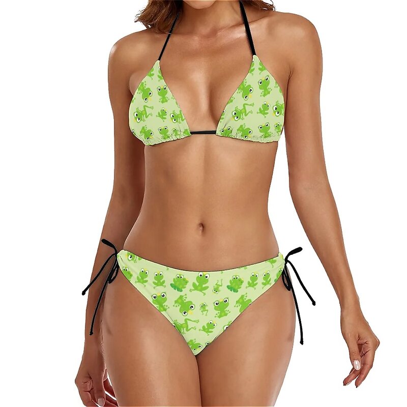 Baju renang Bikini tropis katak Set Bikini Pantai hewan capung bantalan Lily Push Up pakaian renang Modern Biquini dapat disesuaikan seksi wanita