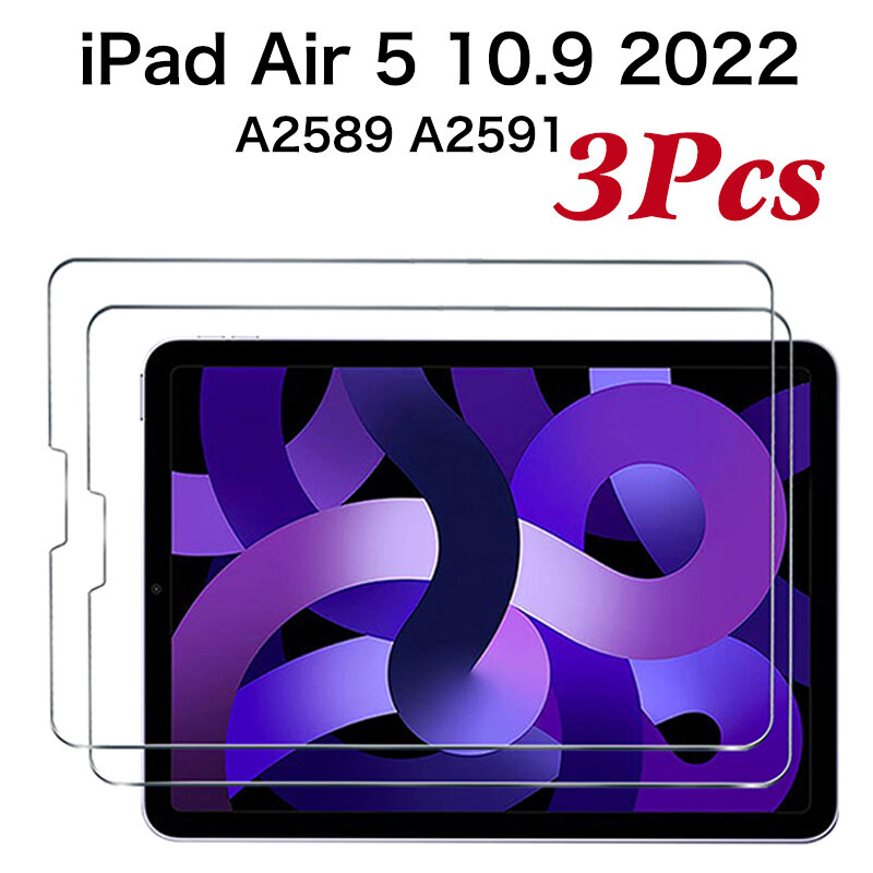 Protector de pantalla de vidrio templado para iPad, cobertura completa de 2022 pulgadas, para Apple iPad Air 5 10,9, A2589, A2591