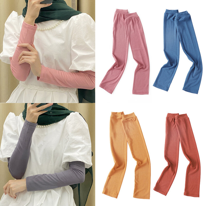 Rmadan Abayas copertura del braccio donne musulmane Hijab maniche elastico modale Islam Abaya scaldamuscoli tinta unita maniche del braccio abbigliamento musulmano