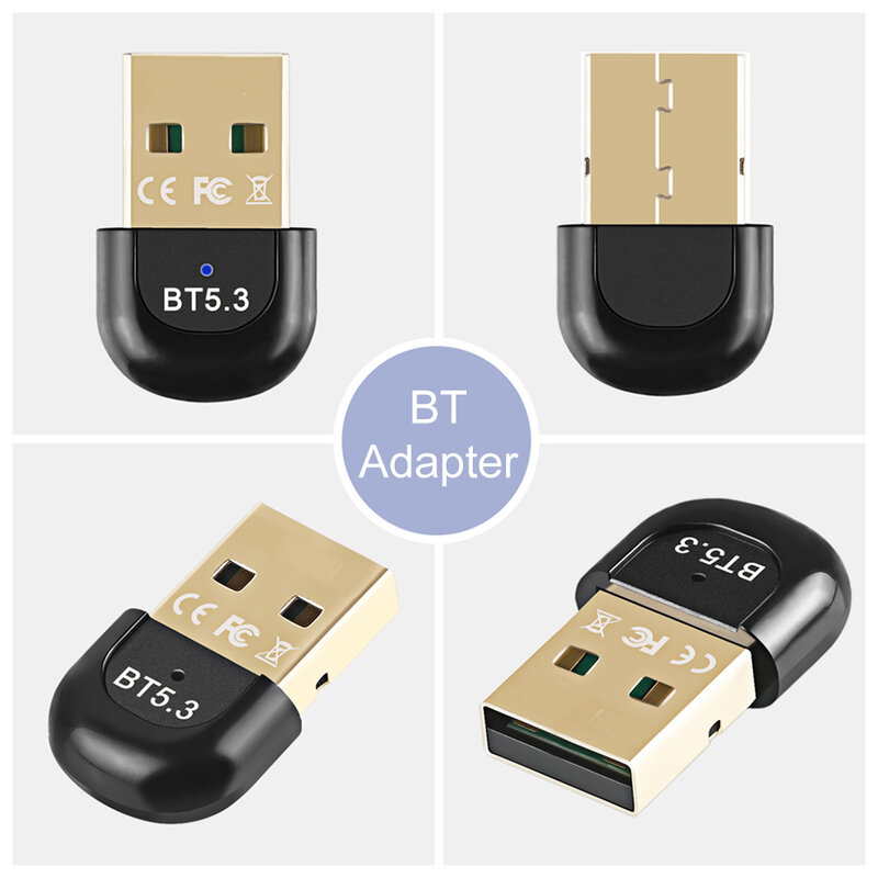 Adaptateur USB Bluetooth 5.3 pour PC, récepteur pour haut-parleur, souris, clavier, émetteur audio de musique, dongle Bluetooth 5.0