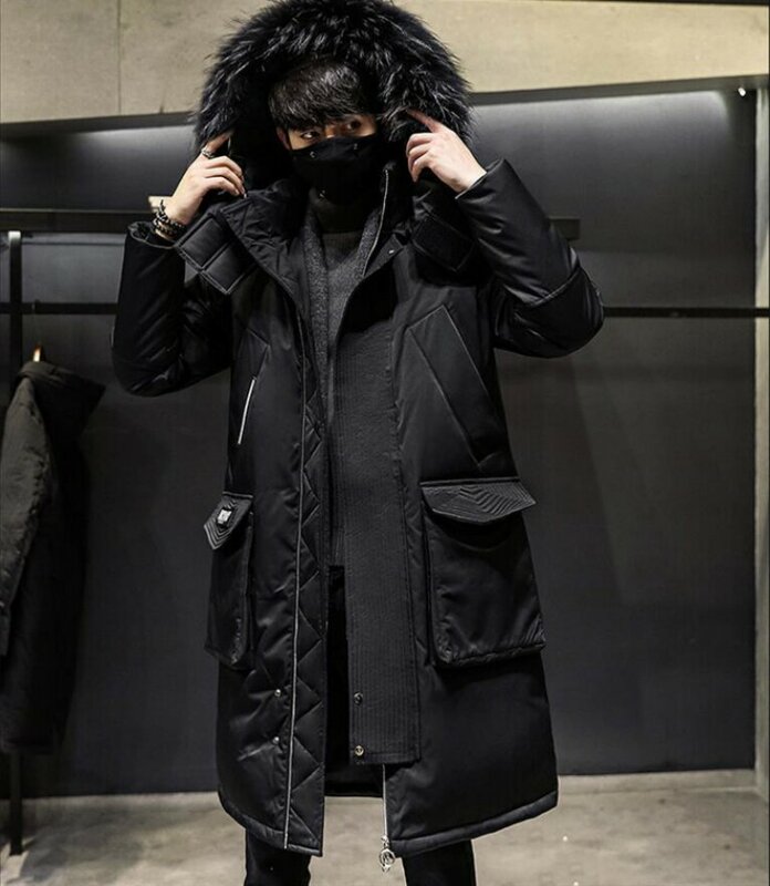Men's Winter Warm Jacket 2023 New Thick Casual Hooded Long Down Windbreaker Men Coat Brand Oversized Black Windproof Men Parkas