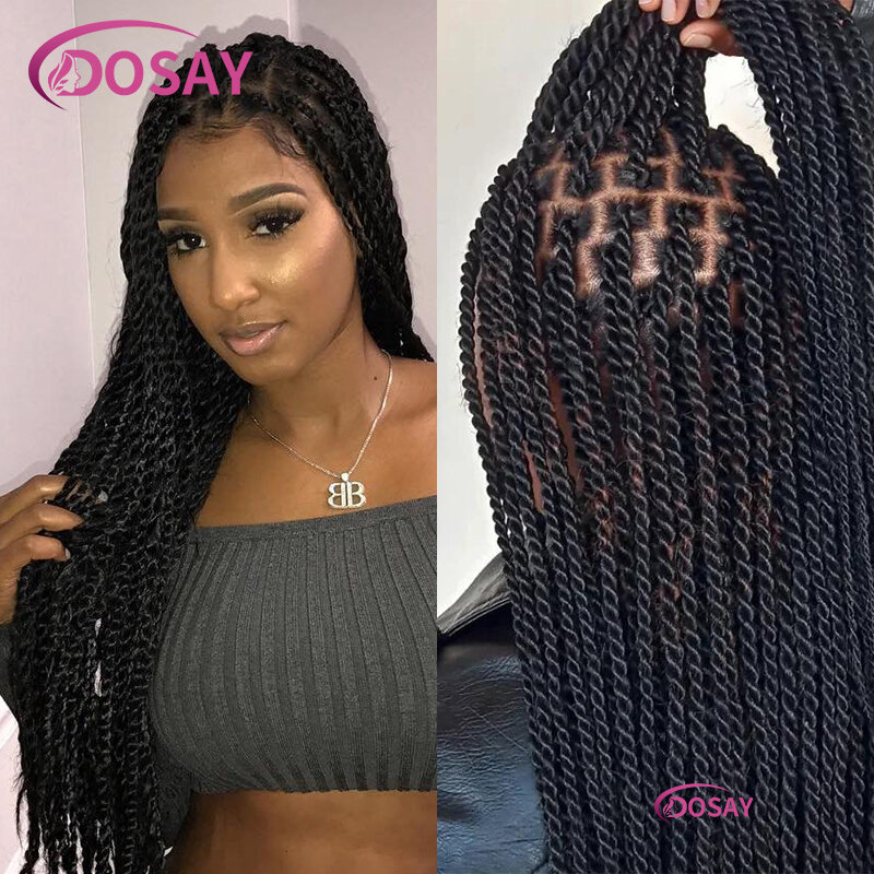 36'' Full Lace Braided Wig Twist Box Braided Wig For Black Women Synthestic Senegalese Twist Knotless Braid Lace Front Wig