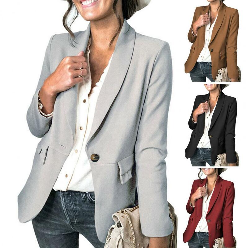 인기 있는 여성 싱글 브레스트 가을 겨울 작업복 재킷, 3D 커팅 여성 블레이저 프릴 플랩 포켓 데일리 의류
