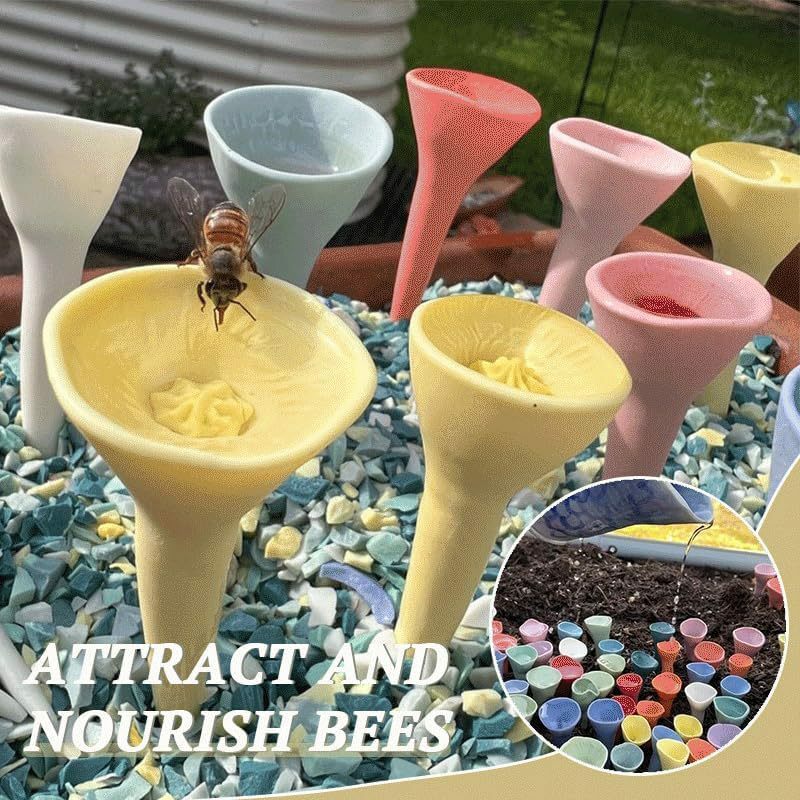 Cangkir minum serangga lebah, PVC taman balkon lebah serangga warna-warni cangkir minum Resin lima bunga mudah digunakan