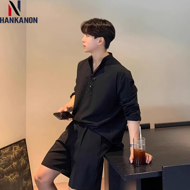 Camicia di senso appesa versione coreana estate 2024. Camicia a maniche lunghe giovanile. Viaggio Casual, vestibilità ampia da uomo di moda di strada quotidiana