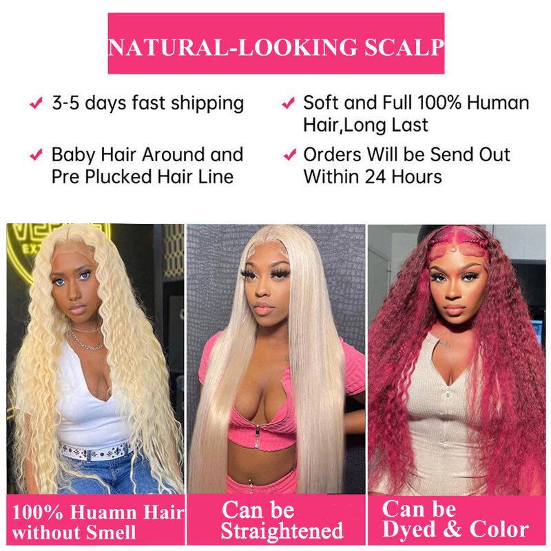 Luciya 13x4 Loose Deep Wave 613 Blonde Lace Frontal Wigs180%  HD Transparent  Pre Plucked Women  Human Hair