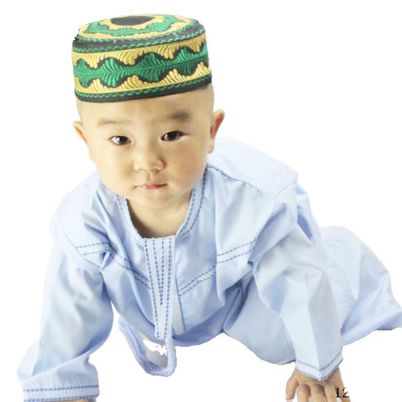 아랍 소년 및 유아 의류 액세서리, 쿠피 이슬람 자수 키파 무슬림 모자, 아기 이슬람 기도 모자, 모로코 사우디 야물케