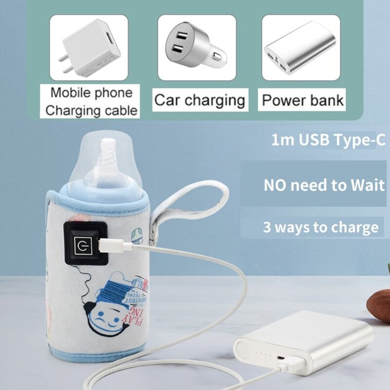 Infant Bottle Warmer USB Charging Baby Bottle Heater Keep Adjust-able Heating Warmer for Baby Milk Water Nursing Bottles