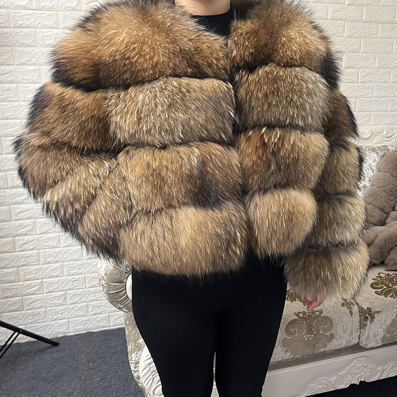 MAOMAOKONG 2023 Women's Winter Natural Fur Jacket Real Fox Fur Coat Women Luxury Furry Leather Coats Female Clothes Fur Vest