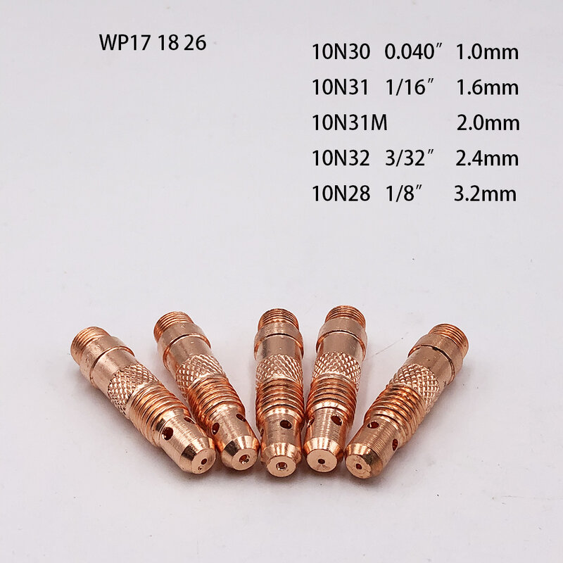 消耗品溶接ボディコレット、10g溶接トーチ、10n28、3.2mm、wp17、wp18、wp26