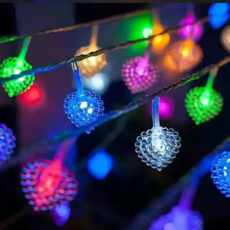 LED Bead Love Lights String, barraca de acampamento ao ar livre, luz atmosférica, dia de Natal, luz colorida, decoração do pátio, lâmpadas