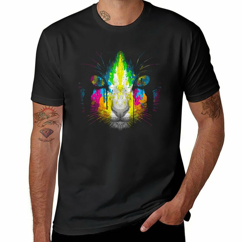 Painted Neon Cat T-Shirt animal prinfor boys sweat mens champion t shirts