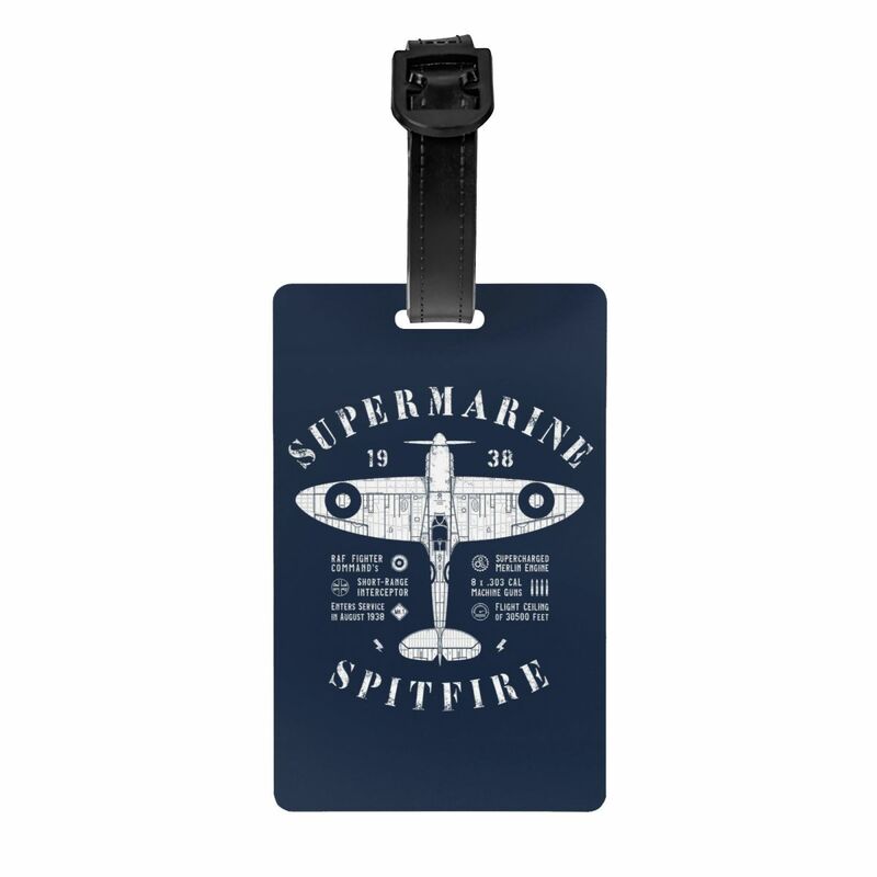 Supermarine Spitfire Luggage Tag for Travel Suitcase Fighter Plane Pilot Aircraft Airplane Privacy Cover ID Label