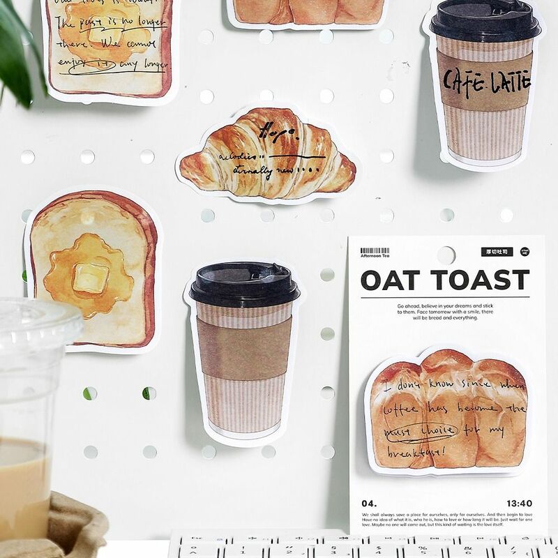Markierungen Flaggen Brot Toast Kaffee Form Haft notizen Post Memos Selbst klebrige Memo Notiz Papier Kleber Hand-Tränen-Index Haft notizen